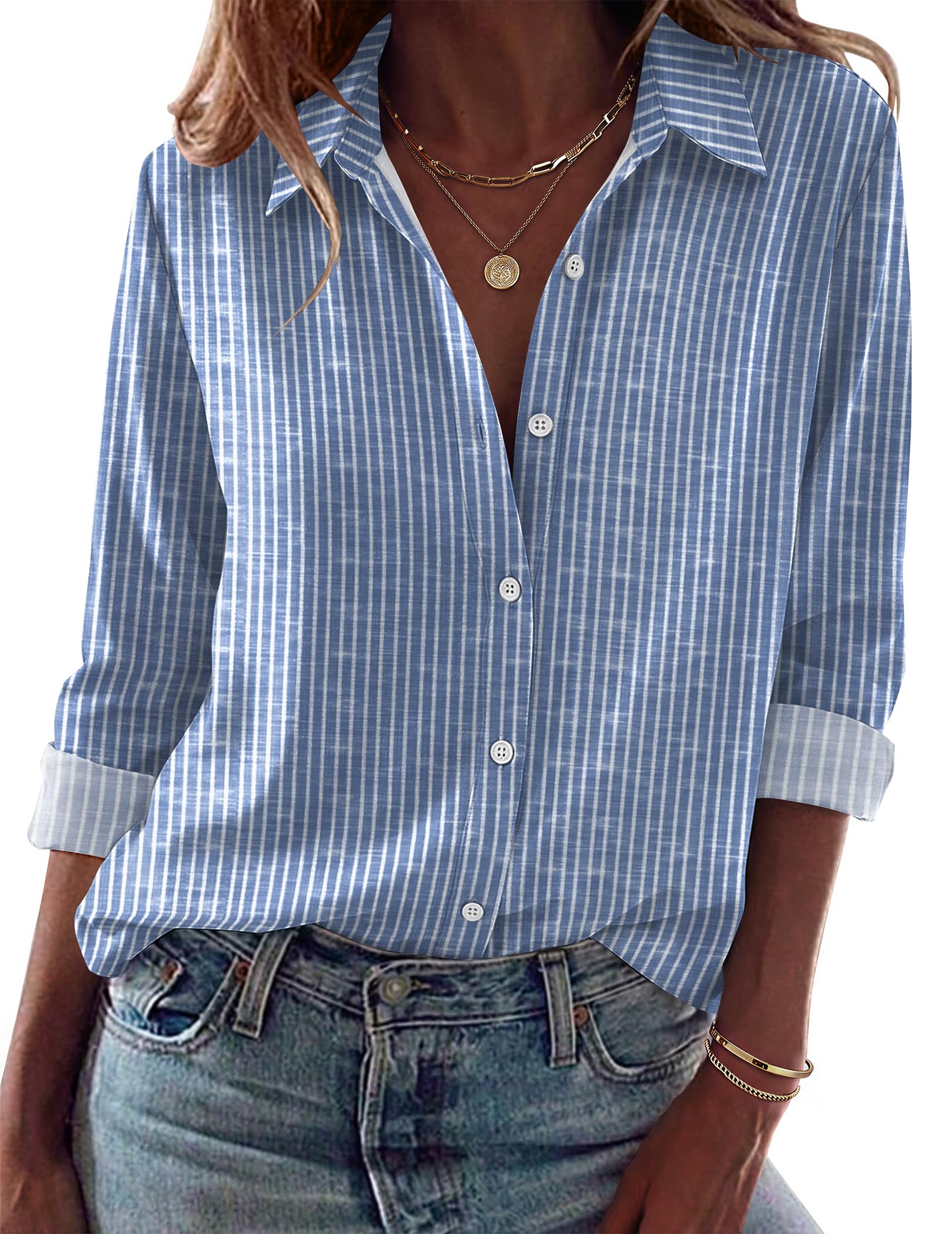Zeagoo Blouses for Women Dressy Casual Long Sleeve Button Down Shirts Tops | Collared Summer Tops, Fall Fashion Clothes, 2026 Trendy Top, Work Outfits