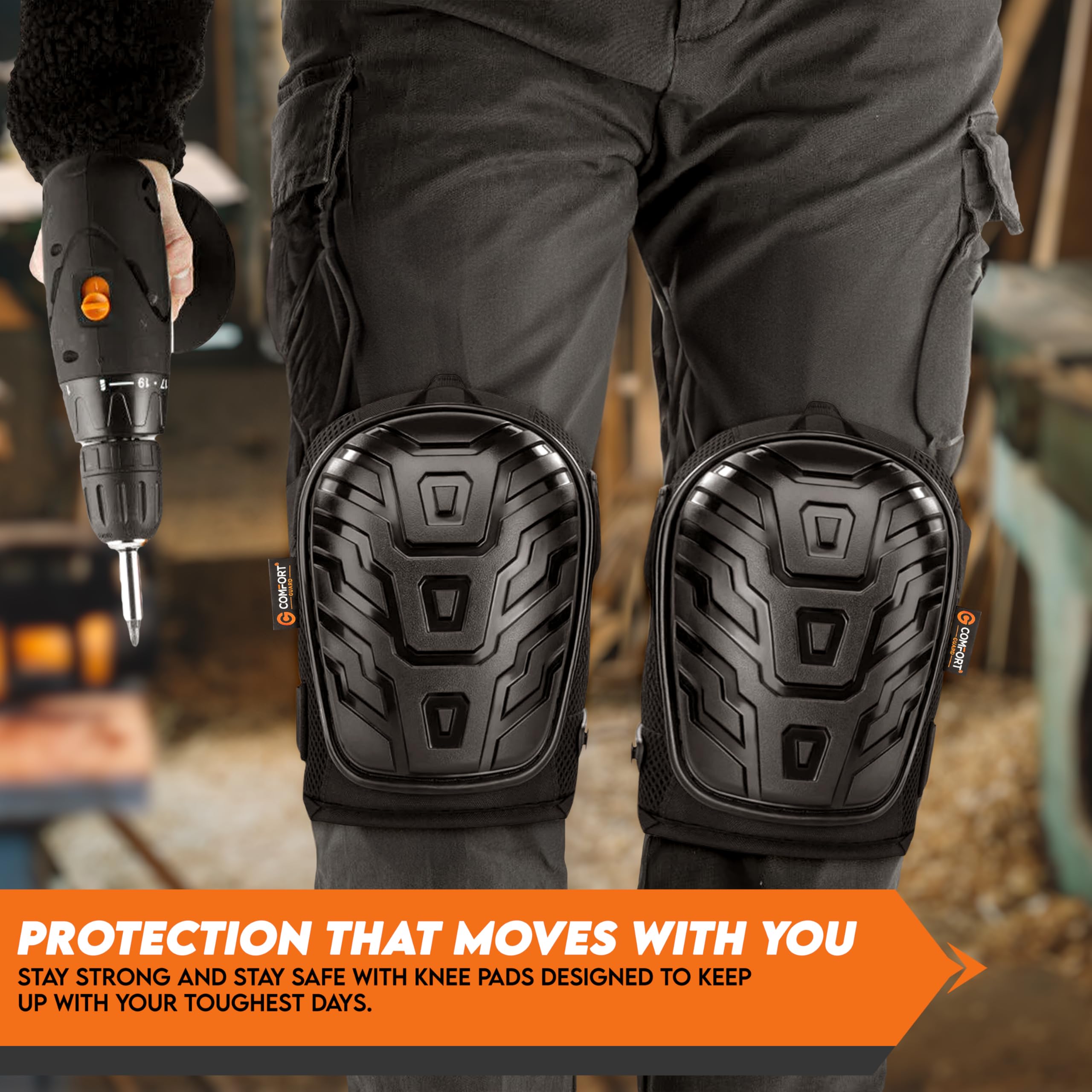 COMFORTGUARD Knee Pads for Work, Lightweight Gel & Foam Kneeling Pads with Easy-Fix Clips - Image 3