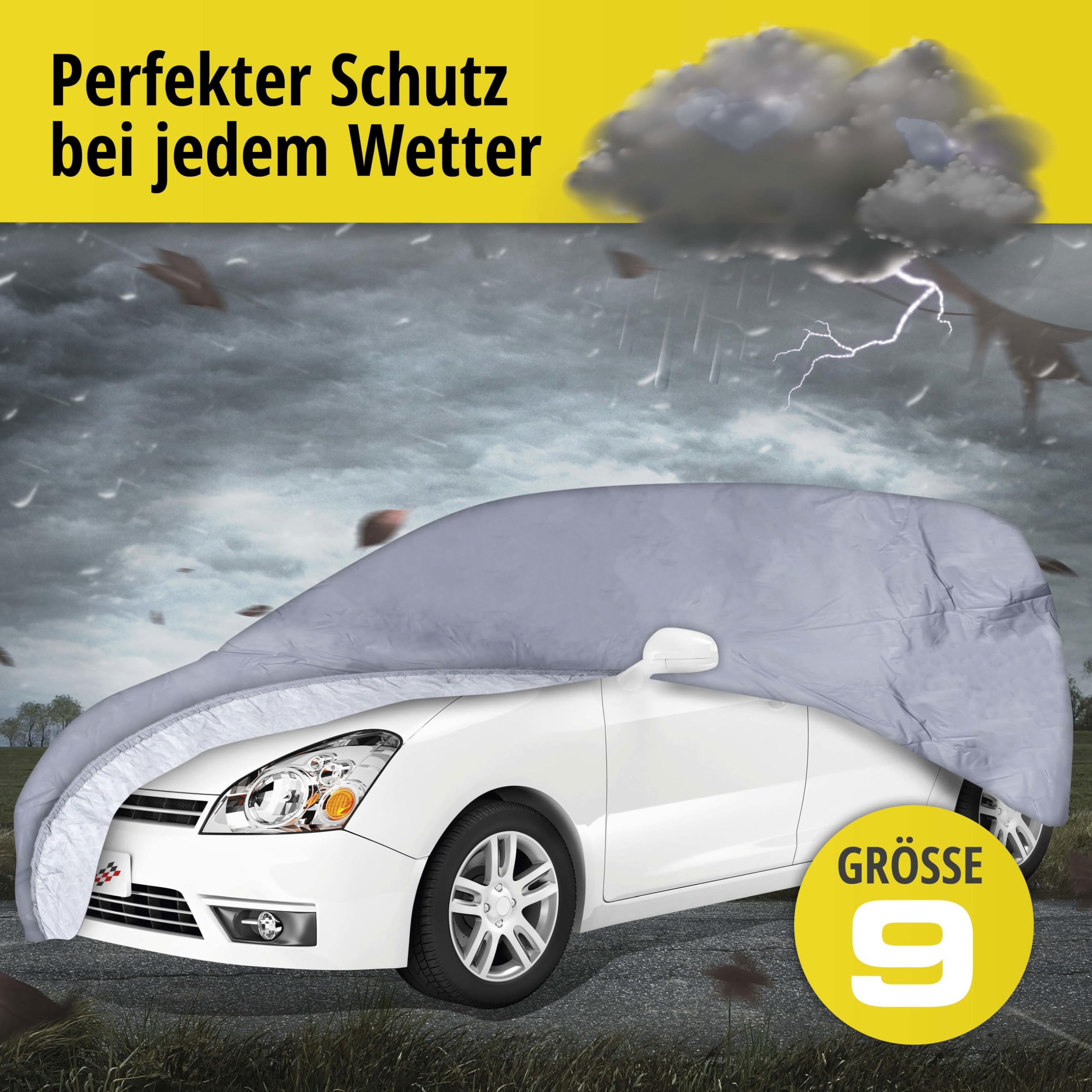 WALSER Premium Autoplane All Weather Premium, Autogarage wetterfest, Vollgarage wasserdicht, UV-Sonnenschutzplane, Autoabdeckung Größe 9 Größe 9: 4,7x1,8x1,7m (LxBxH)