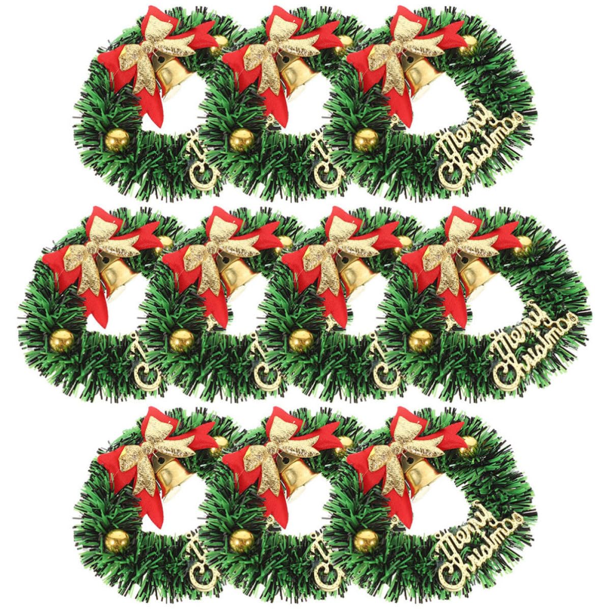 IMIKEYA 20 Piezas Mini Corona Navideña Decorativa de Plástico y Tela para Árbol de Navidad, Pequeña y Colgante, Adecuado para Decoración Navideña en Casa y Fiestas