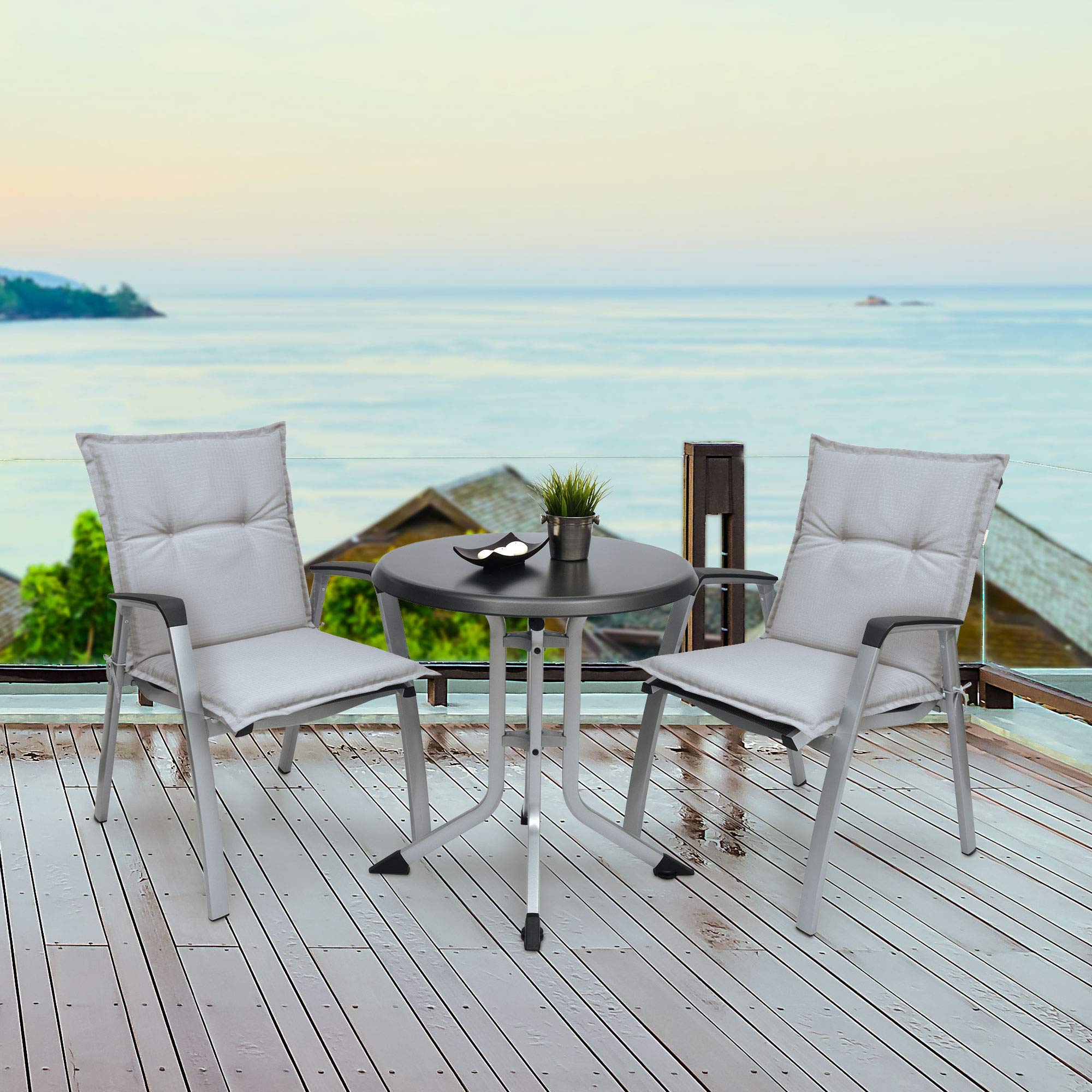 Beautissu Lot de 6 Coussin Matelas Chaise Fauteuil de Jardin à Dossier Bas | 100x50x6cm Gris Clair assise pour balcon camping d'assise extérieur Base NL