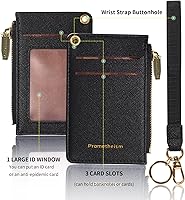 Vista 121 de Carteras pequeñas de cuero delgado para mujeres, tarjetero, cartera, monedero con llavero beige (B-Beige)