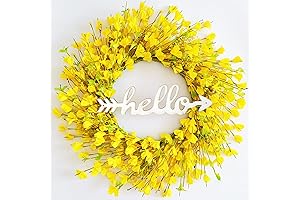 Yellow Forsythia Welcome Wreath for Front Door