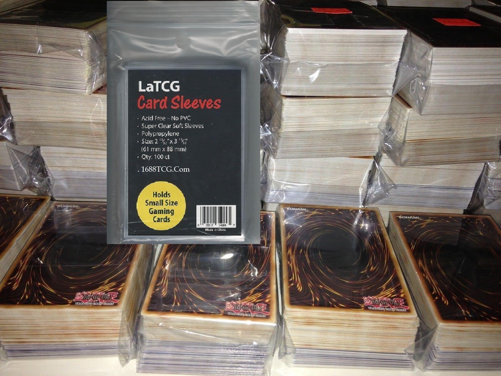 100 Random YuGiOh Common Cards (All in English) + 100 LaTCG Soft Sleeves (61 x 88 mm)