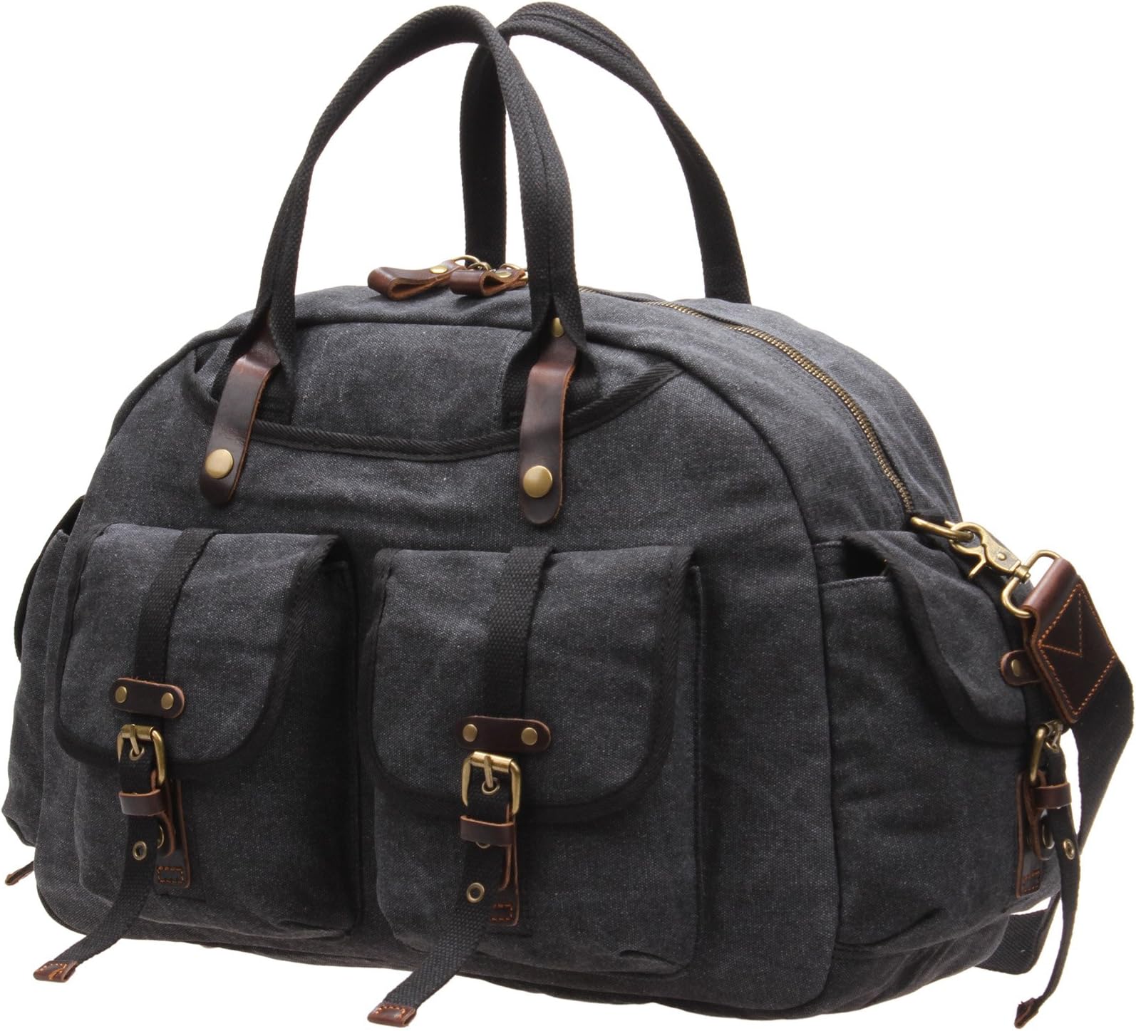 Weekend Overnight Bags Canvas Travel Duffel Leather Carry On Tote S001(M, Grey)