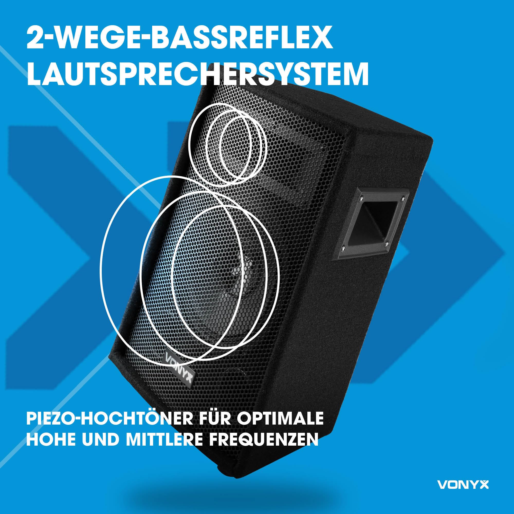 Vonyx SL10 PA Lautsprecher Passiv 500 Watt Partybox, 10 Zoll Passiv, Disco, DJ Party Lautsprecher mit Griffe, Lautsprecherbox mit Tophat - Schwarz