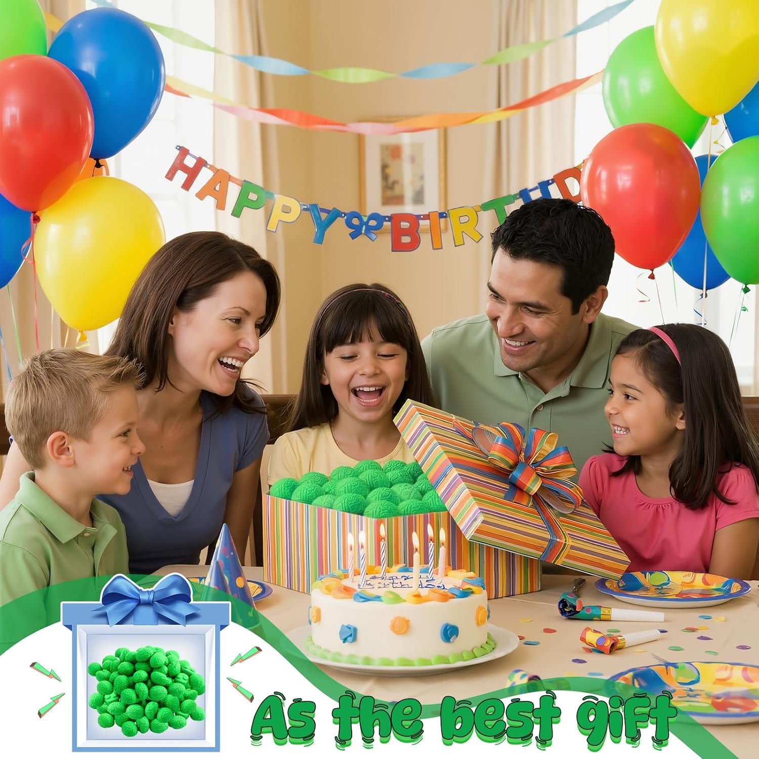 Skylety 100 Pcs Brain Stress Balls Bulk Halloween Funny Toy PU Hand Muscle Exercise Pressure Ball Brain Shaped Toy for Adults Object Recognition Halloween Decoration Prop (Green,Mini)