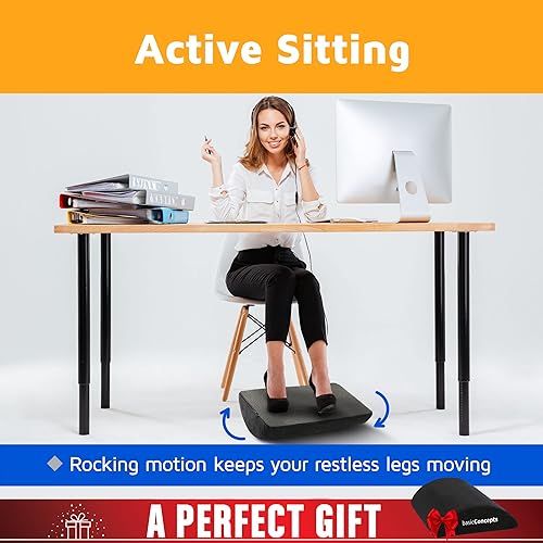 Miniatura 16 de BASIC CONCEPTS Hamaca de pie ajustable para avión (paquete de 2), perfecta o reposapiés de oficina para relajar tus pies (espuma de memoria)