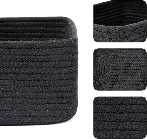 Vista 134 de Cestas de almacenamiento pequeñas para organizar Contenedores organizadores de armario Cesta de juguetes para estante Cestas de cuerda tejida