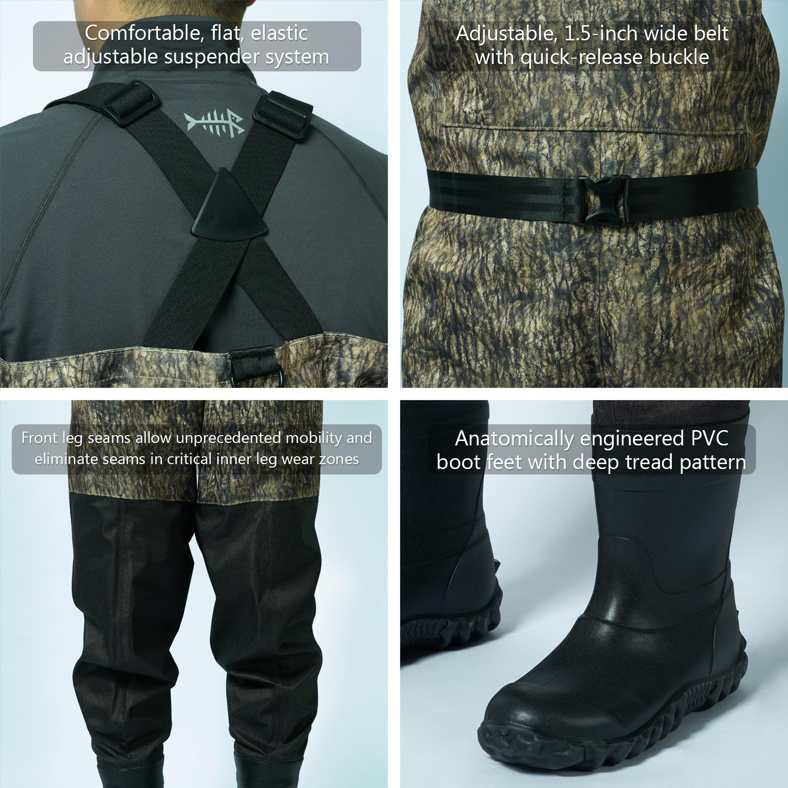 BASSDASH Atmungsaktive Wathose für Jagd, Ripstop, leicht, Camouflage, für Angeln, ATV