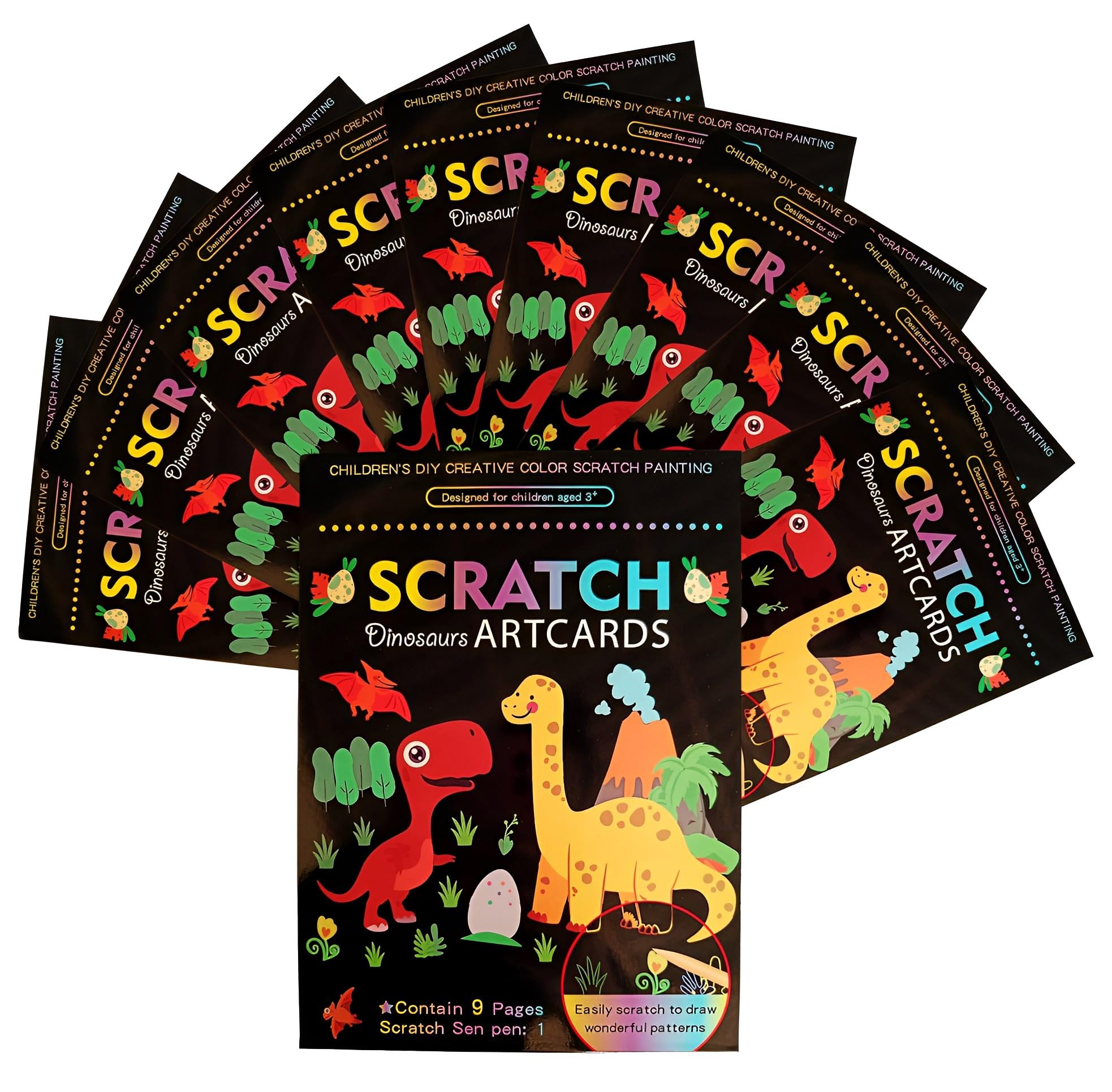 Birthday Popper Dinosaur Theme Colourful Scratch Artcards with Wooden Stylus | Set of 10 | Ideal Birthday Return Gifts for Kids of All Age Group (B0CBLZLV71) Amazon Price History, Amazon Price Tracker