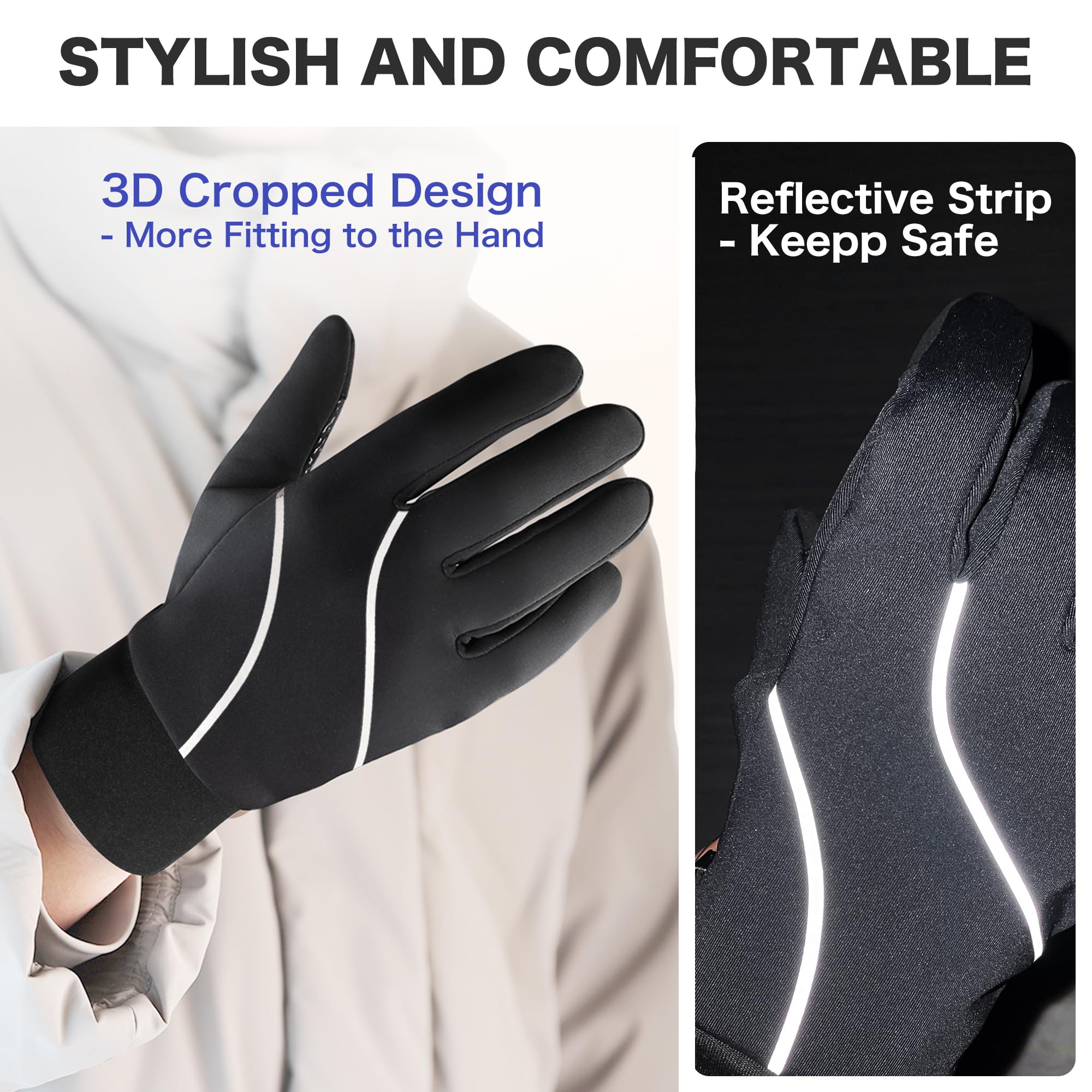 Origem Guanti Invernali Uomo Donna, 3M Thinsulate Touch Screen Guanti Termici, Impermeabili Guanti Moto Bici, Riscaldati Antiscivolo Antivento Guanti Sportivi per Ciclismo, Running, Calcio, Sci