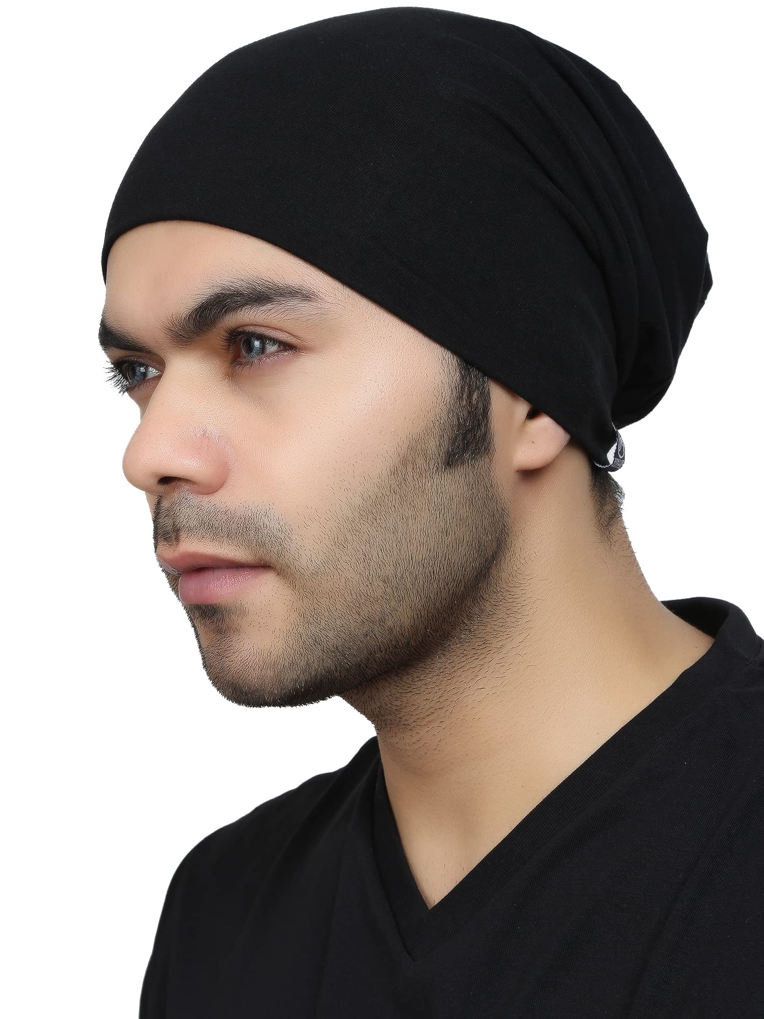 BISMAADH Unisex Soft Cotton Fashion Slouchy Beanie Skull Hair Cover Sleep Cap Hat for Frizzy Natural Curly Hair Protection Pack of 1