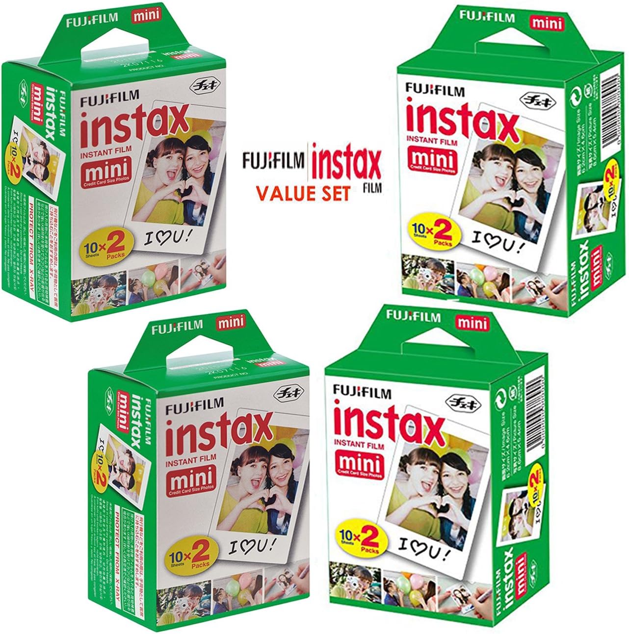 Fujifilm Instax Mini Twin Pack Picture Format Instant Daylight Film, Set of 4 (80 Shots)