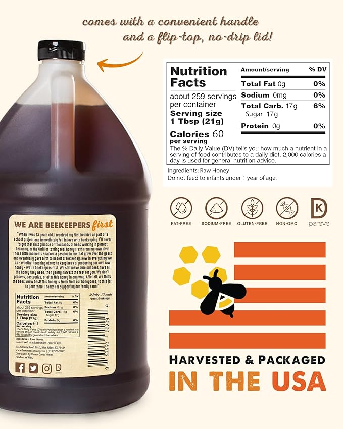 Desert Creek Honey - Miel cruda sin filtrar - 192 oz - Envasada en EE.UU. miniatura 2