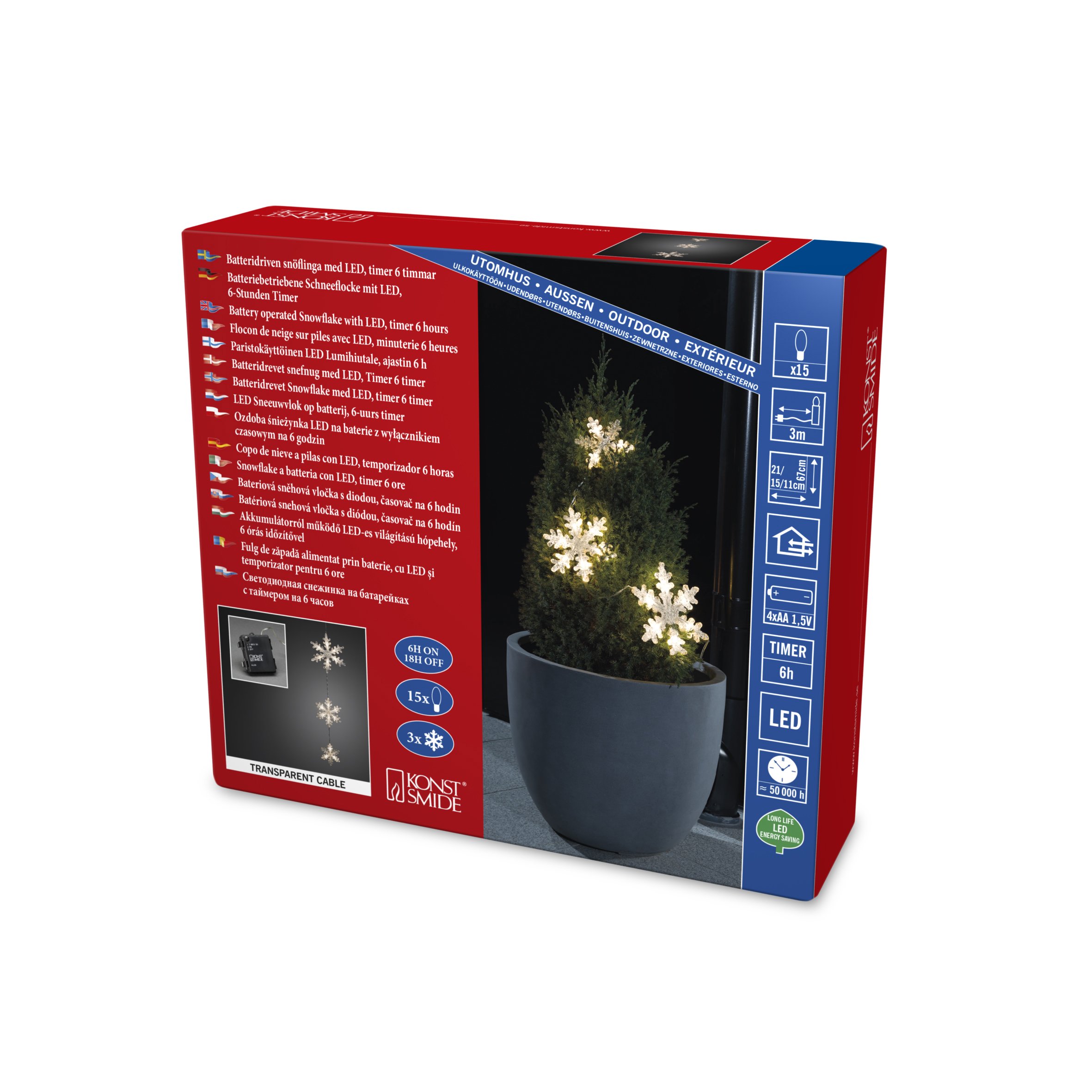 Figura Acrilica Fiocco Di Neve Bianco Caldo LED Konstsmide 4470-103