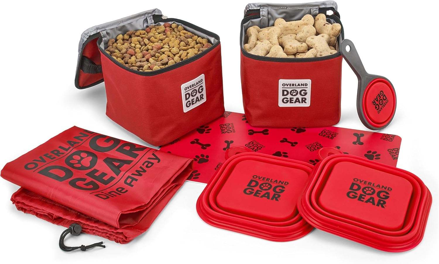 Mobile Dog Gear, Dine Away Dog Travel Bag for Medium and Large Dogs, Includes Lined Food Carriers and 2 Collapsible Dog Bowl,…