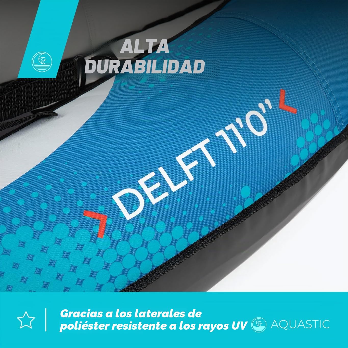 AQUASTIC Kayak DELF 11'0" Kayak Hinchable para 2 Personas con Dos Asientos Bomba Quilla Central y Funda Azul Kayak con Dimensiones 335x96 cm Ideal para Rafting y Excursiones Material PVC Resistente