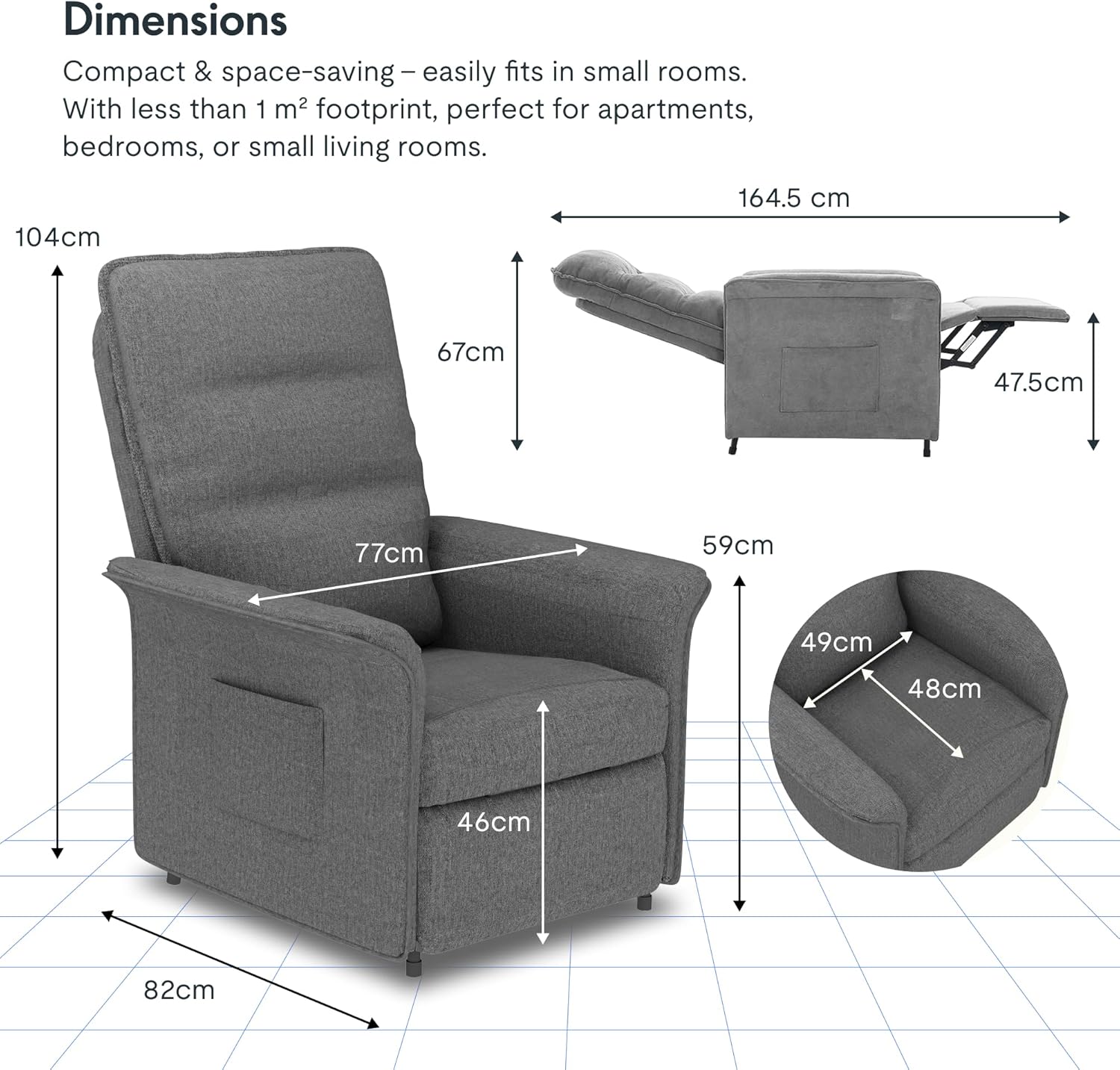 Dimensions of FLEXISPOT Electric Recliner