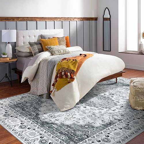 Carvapet Alfombra vintage suave y bohemia antideslizante y resistente a las manchas para cocina, sala de estar, dormitorios, pasillos, salas de