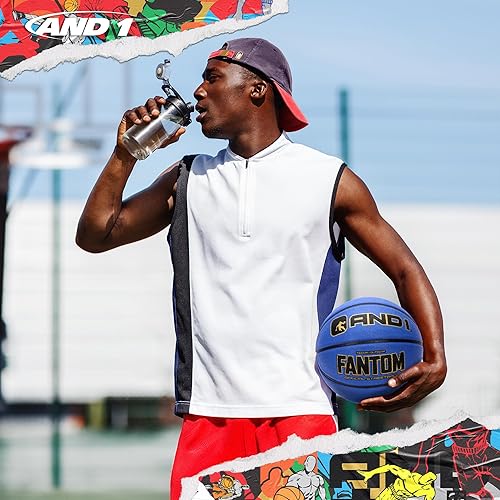 Miniatura 15 de AND1 Fantom Rubber Basketball: Official Regulation Size 7 (29.5 inches) Streetball - Deep Channel Construction, Made for Indoor Outdoor