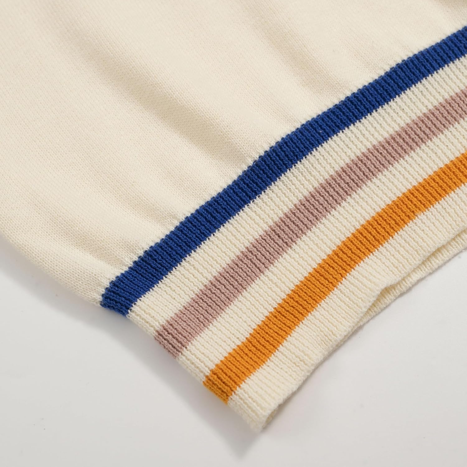 OXKNIT Men's Polo Shirt Short-Sleeved Knit with Stripe Casual Navy Shirt for Summer Sport Work - Image 5