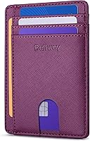 Vista 17 de Buffway - Billetera delgada minimalista de cuero con protección RFID para hombre y mujer Café Lichee