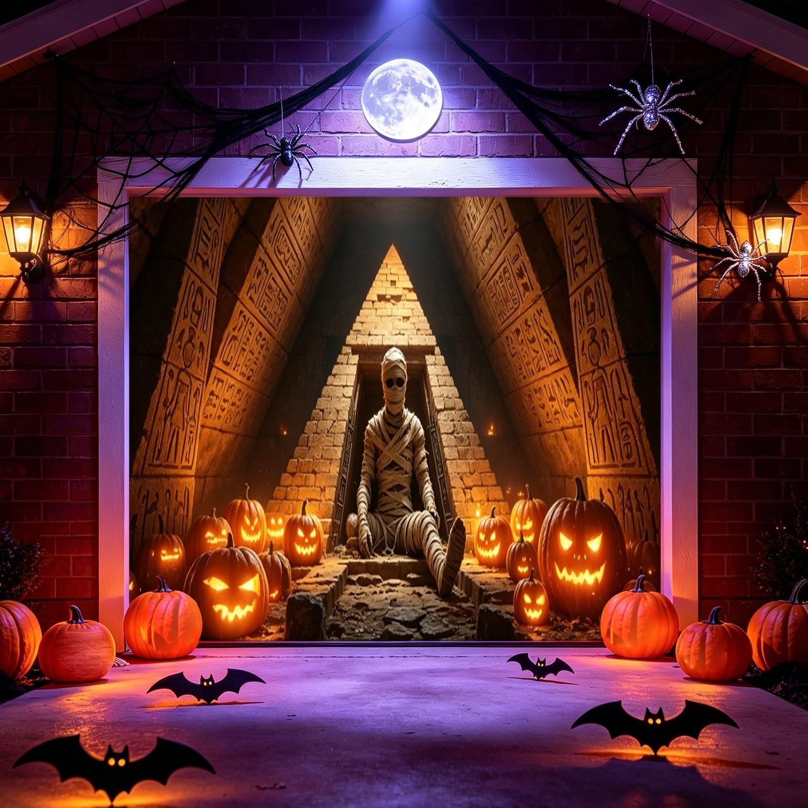 Bandera de Halloween para puerta de garaje, letrero de patio para Halloween, pasillo festivo, exhibición al aire libre, llamativo cartel de temporada