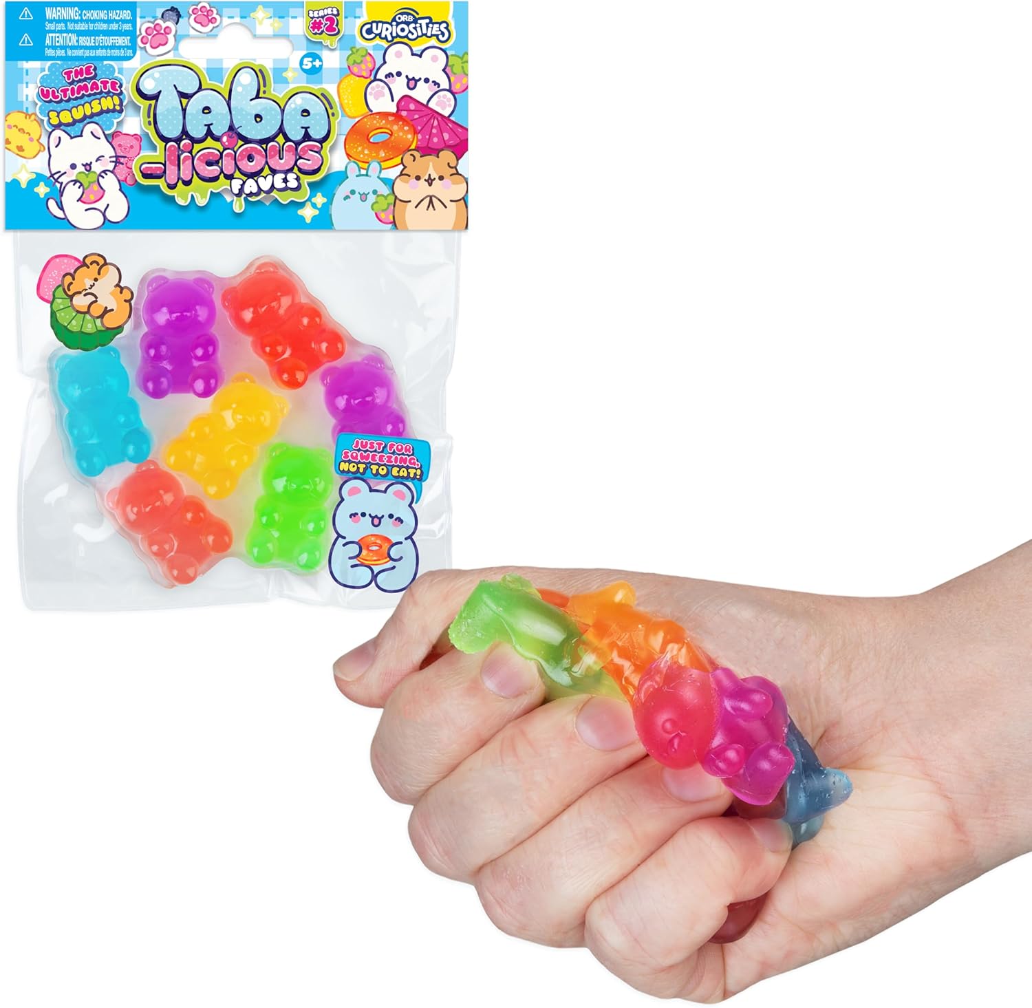 ORB Tabalicious Faves TABA Squishy Food Gummy Bears Candy Toy - Soft, Sticky Play Food TABA Squishies to Squish, Squeeze - Fun Stress Relief - Kawaii Sensory Fidget Toys and Gifts for Kids and Adults