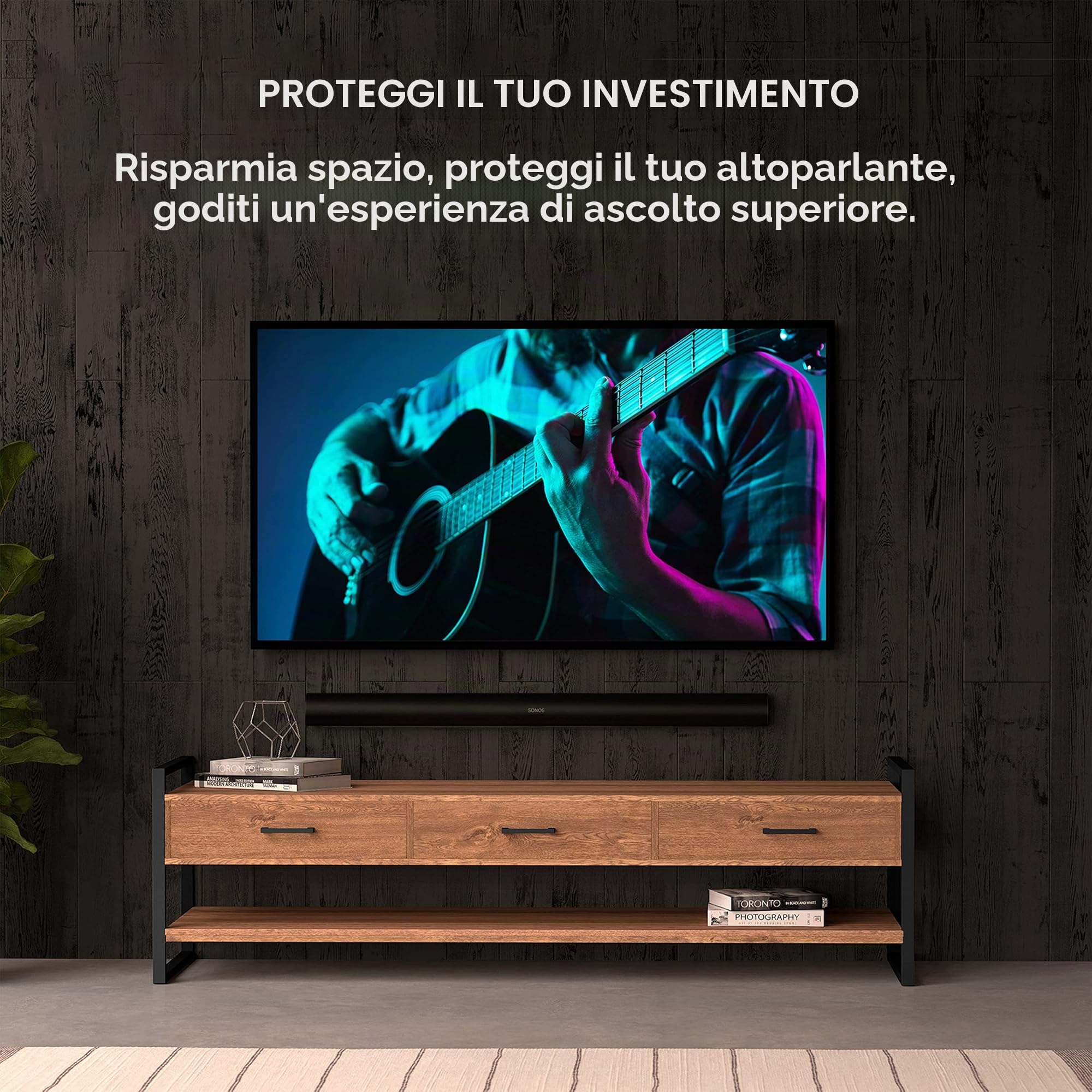 HumanCentric Supporto Compatibile con Sonos Arc Sound Bar (Nero) - Staffa di Montaggio Stile Galleggiante per Montaggio a Parete Sotto la TV