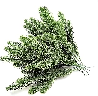 XIPEGPA 30PCS 10.24 x 3.94 Inches Artificial Pine Branches Green Leaves Needle Garland Green Plants Pine Needles for Garland Wreath Christmas Embellishing and Home Garden Decoration