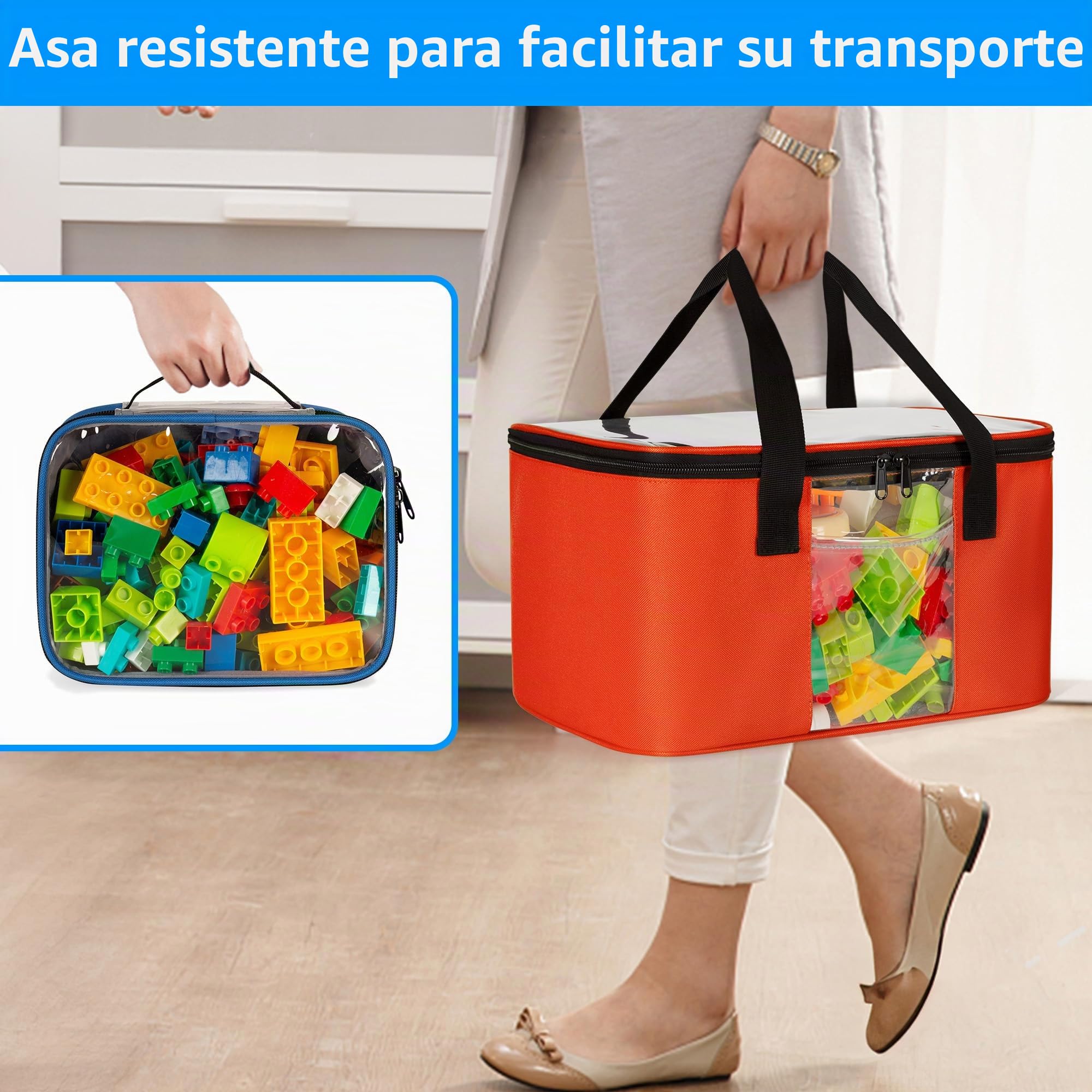 Rexmica 4 Piezas Bolsa de Almacenamiento de Juguetes, bolsa de transporte para Bloques de Construcción, bolsa de almacenamiento para Bloques de Construcción Magnéticos
