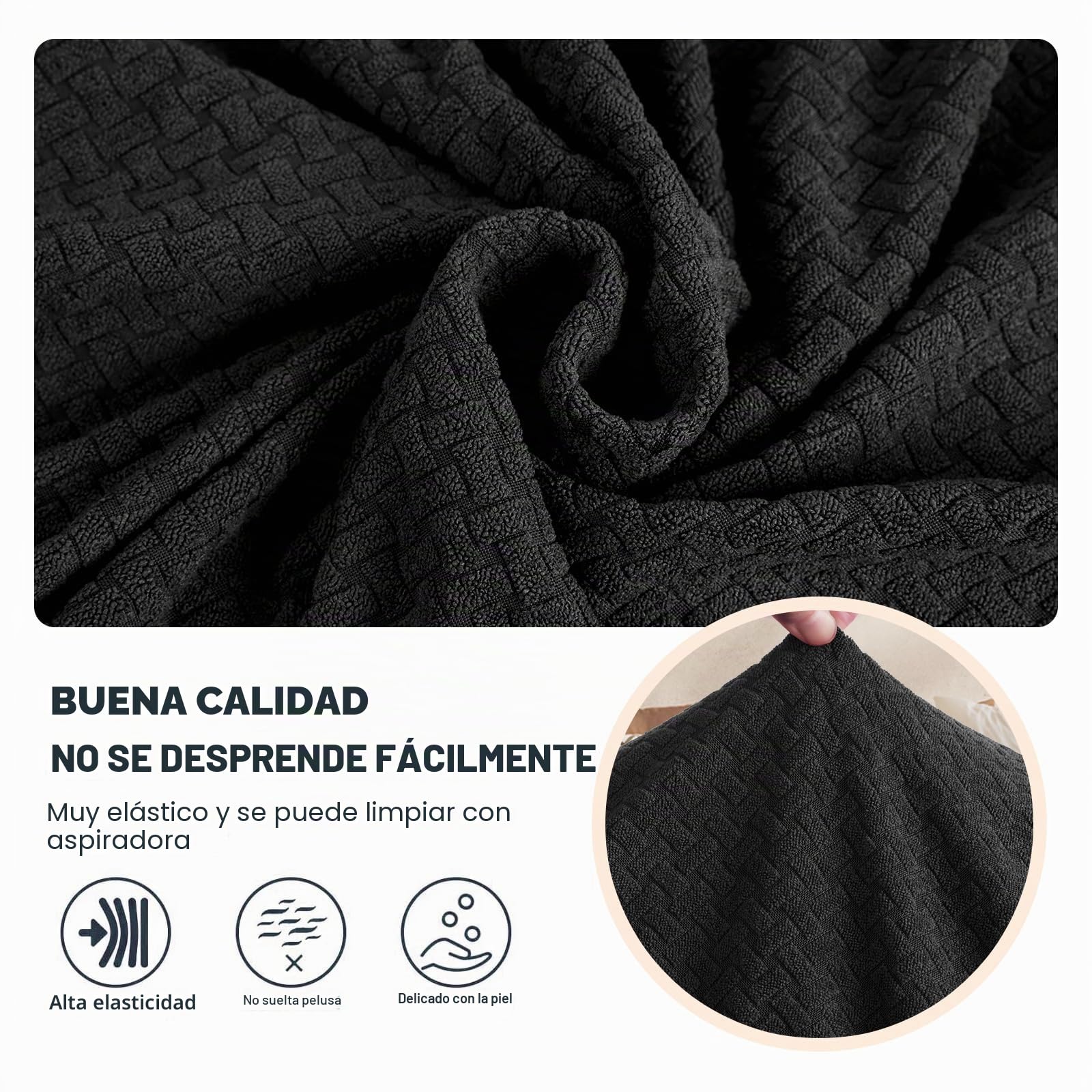 Ystyle Funda Sofa 3 Plazas, Ajustables Fundas Sofa Elasticas, Protector Sofa Gatos Arañazo y Perros Mascotas, Funda de Sofá con Reposabrazos Antideslizante Antimanchas Lavable, Negro