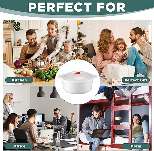 Miniatura 5 de Bokon 3 cuencos de microondas con tapas, cuencos de sopa de varios tamaños con tapa y estante de vapor, platos aptos para lavavajillas, para fideos