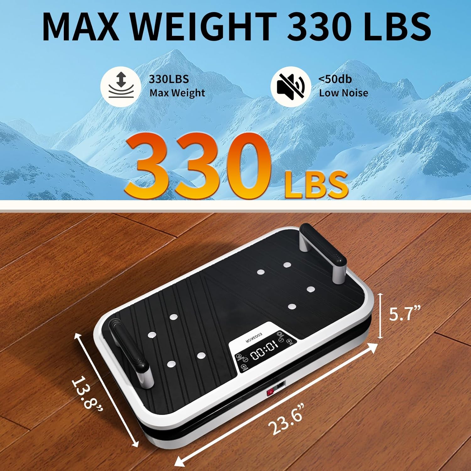 Vibration Plate Exercise Machine with Pushup Handle & Bluetooth, Full-Body Vibrating Plate for Lymphatic Drainage,Home Workout, Office Fitness, Weight Loss, Muscle Toning -Remote Control