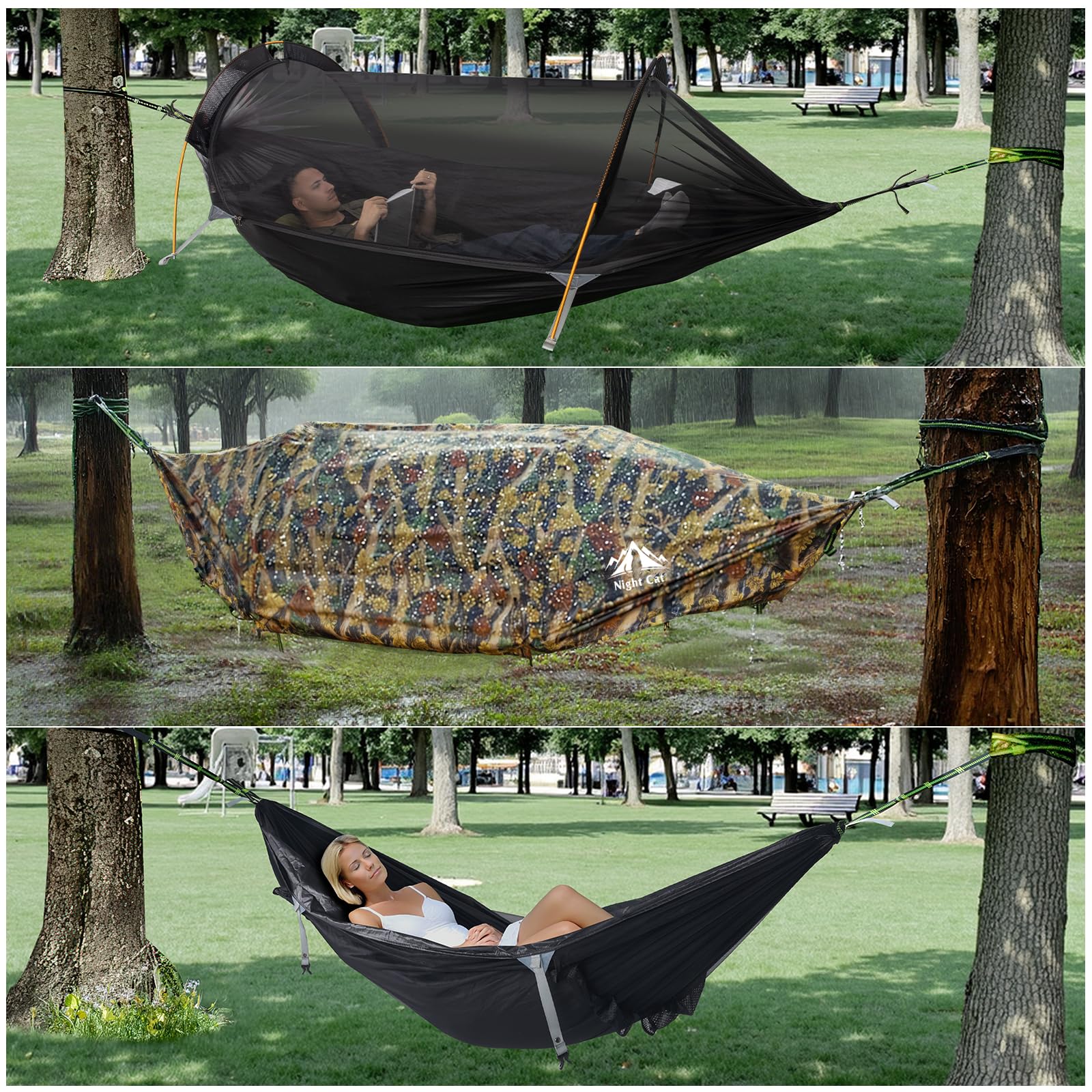 Hamac Tente 1 Personne – Vert – Avec Moustiquaire – Imperméable – Randonnée