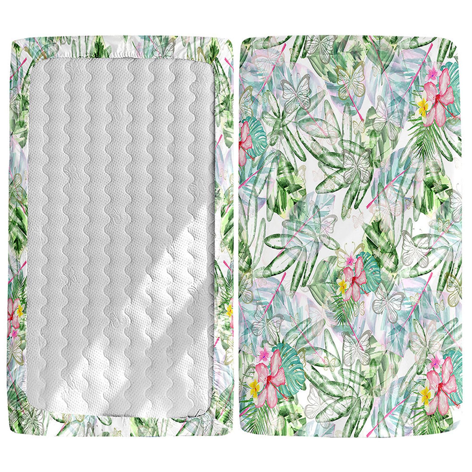 Odot Cot Bed Fitted Sheets, Plant Leaves Pattern Cot Bed Sheet Fitted Sheets for Cribs Baby Bed Sheets Soft Bassinet Sheets Cot Bed Mattress Protector for Boy Girl (90x55cm,Plant Leaves)