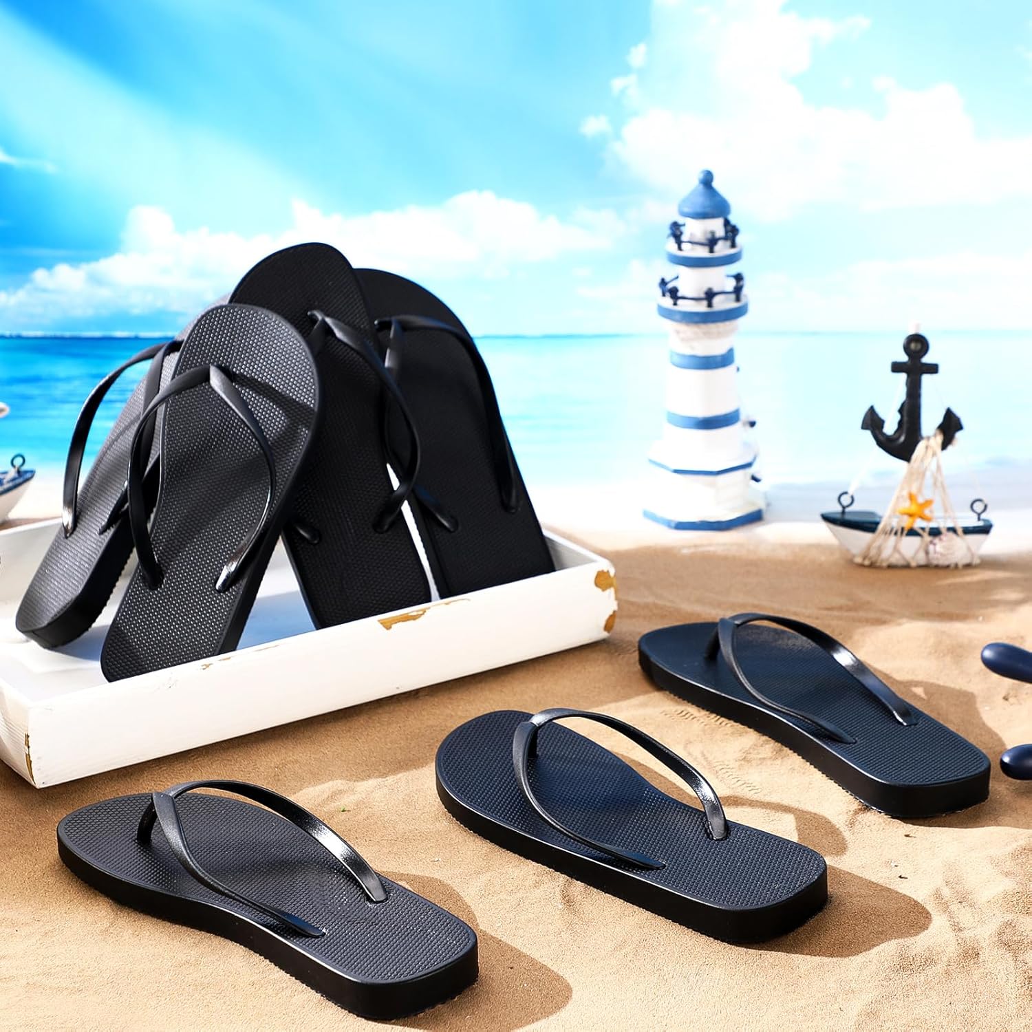Shyyween 6 Pairs Flip Flops for Women Colorful Soft Lightweight Non Slip Shower Flip Flops for Summer Beach Pool Wedding Party