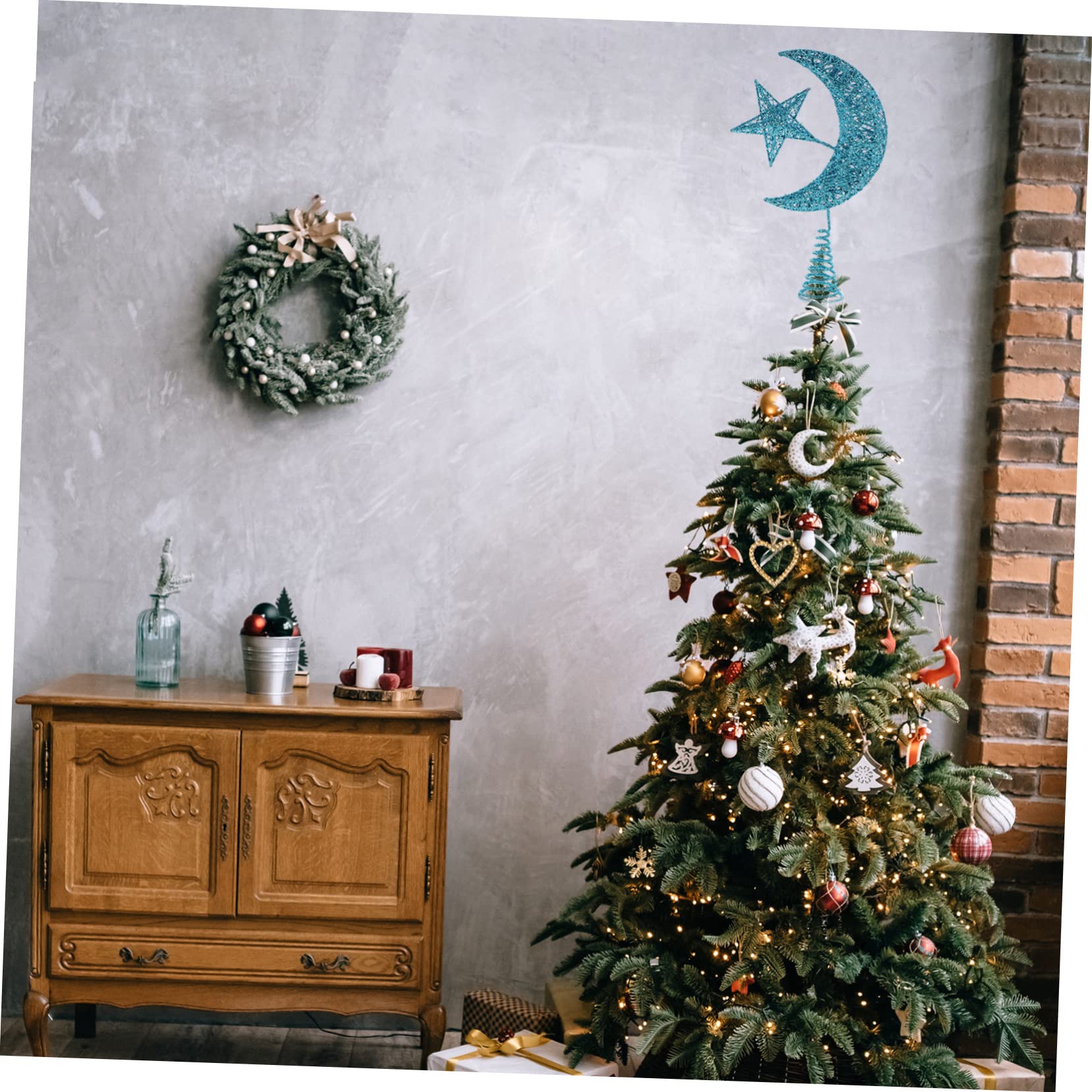 Alipis 2pièces Étoile De Noël Décoration Sapin Ornement Scintillant Topper Arbre De Noël Décoration Festive pour Intérieur