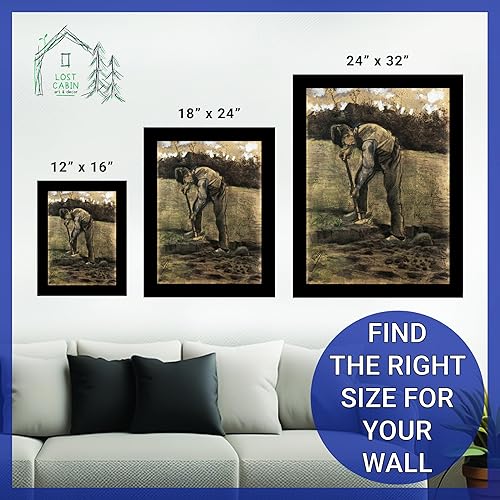 Miniatura 6 de Lost Cabin A Digger de Vincent Van Gogh Impresión en marco plano negro Reproducción de pinturas de obras de arte finas Póster enmarcado para