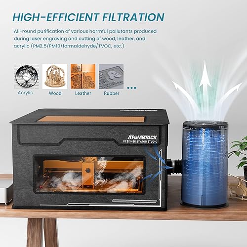 Miniatura 3 de ATOMSTACK MAKER Purificador de aire D2 para grabador láser purificador de humo para grabador láser con 8 capas de filtro compatible con Atomstack
