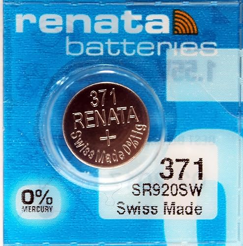 Best Price Square : Renata 371 - SR920SW - Pila de botón de batería para reloj de pulsera, óxido de plata de bajo drenaje, libre de mercurio, 1.55