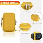 BOVKE Camera Case for Canon PowerShot SX740 / SX730 / G7 X Mark III / G7X Mark II / V1 Digital Camera, Hard Protective Holder Travel Storage Bag, Mesh Pocket fits Cable, Batteries, SD Card, Yellow