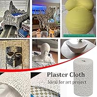 Vista 2 de Paquete de 6 rollos de gasa de yeso blanco para proyectos de arte, molde de vientre, fabricación de máscaras, esculturas, moldes corporales