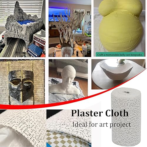 Miniatura 2 de Paquete de 6 rollos de gasa de yeso blanco para proyectos de arte, molde de vientre, fabricación de máscaras, esculturas, moldes corporales