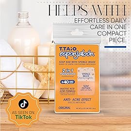 T.Taio Esponjabon Pore-Cleansing Soap Sponge - Cleansing Shower Scrubber - Cleaning Bath Wash Scrub - Oil Removal - Massage & Lather Foot, Elbow, & Face - Bathroom Accessories