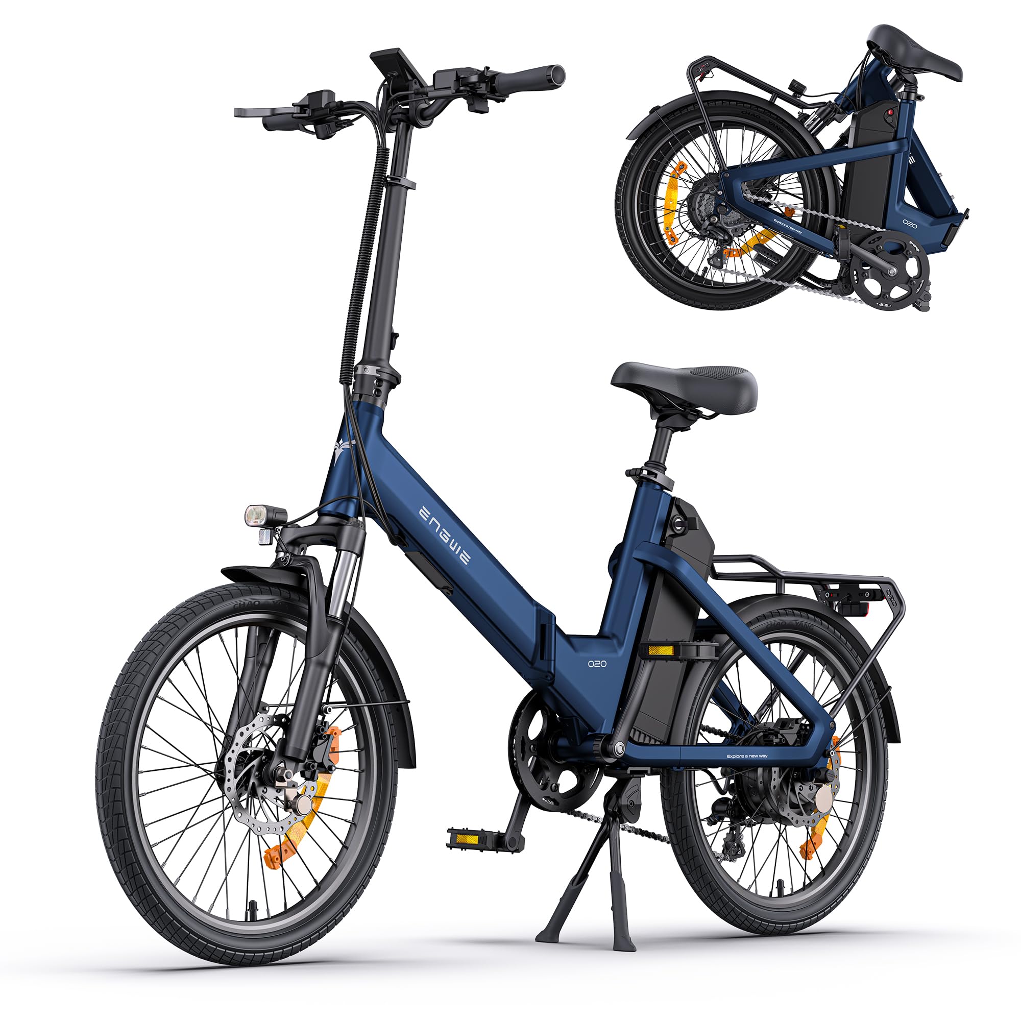 ENGWE O20 Velo Electrique Pliable,Compact Vélo électrique | Moteur de 250 W, Batterie amovible de 48 V et 15 Ah, Autonomie 80–140 km, Connectivité via une APP, Déplacements urbains