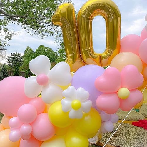 Miniatura 3 de Globos dorados de 40 pulgadas con el número 10, globos gigantes de 10 globos dorados de cumpleaños de 10 años, aniversarios, eventos, suministros de