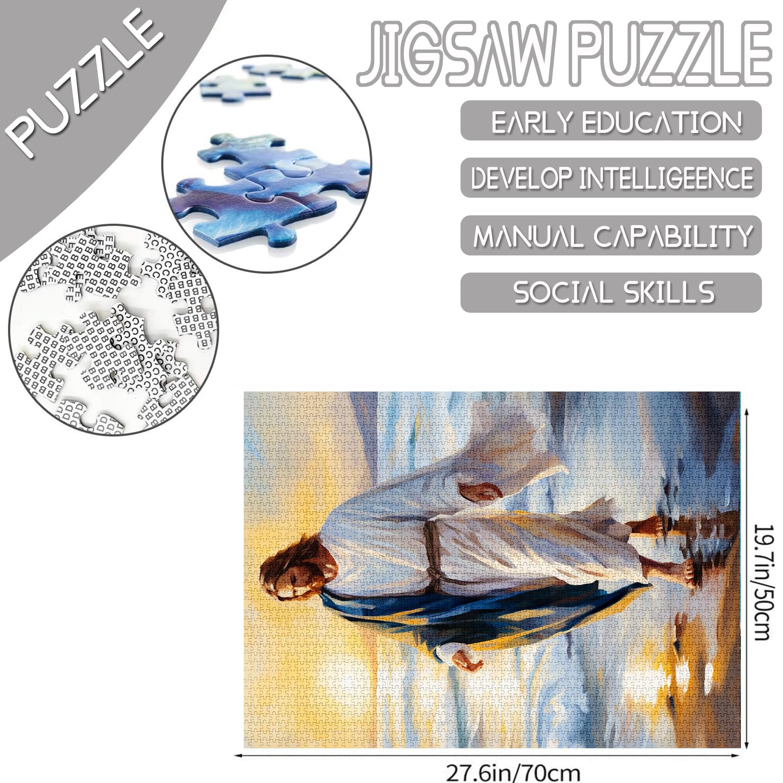 Tucocoo Puzzle di Gesù Sulla Spiaggia - 1000 Pezzi per Adulti, Santa Fede Alba Art per Impegnativi Giochi di Attività Familiari - Colorato Fai da Te per Regali