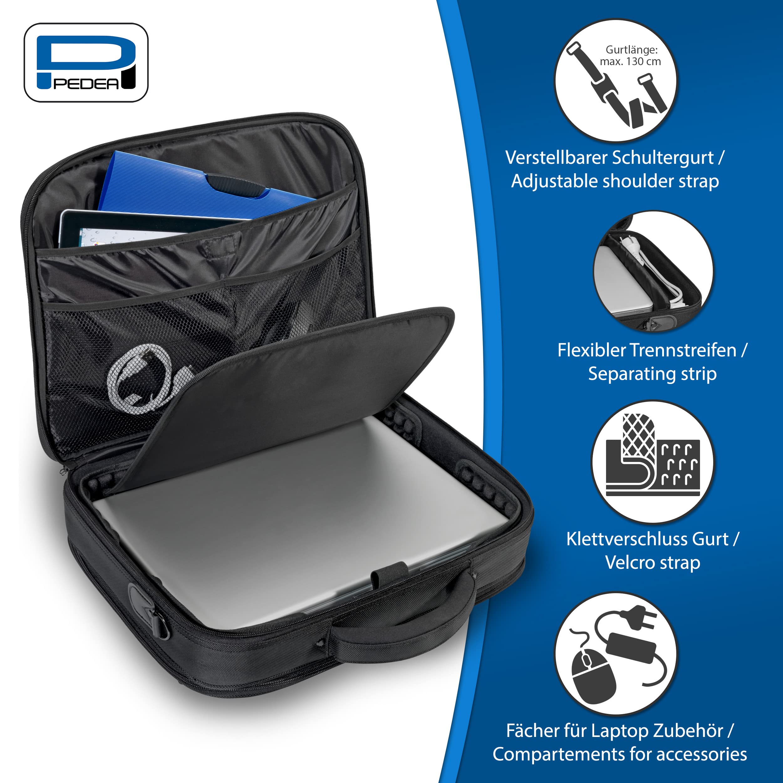 PEDEA Premium torba na notebooka 39,6 cm (15,6 cala) z kieszenią na tablet, czarna